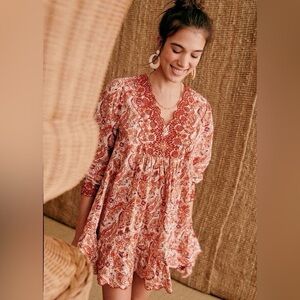 Sezane Marina babydoll dress, Paisley Rivera color